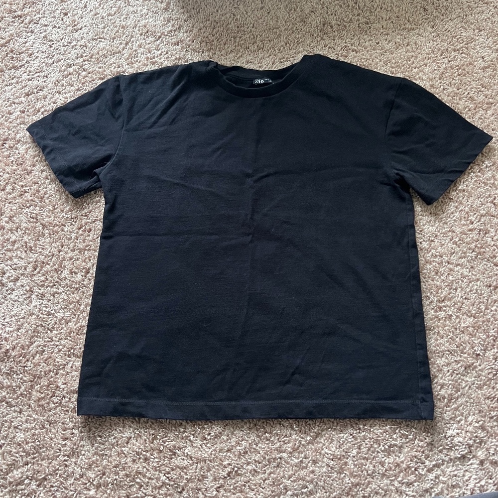 Zara Oversized Basic Black Tee- Small - image 1